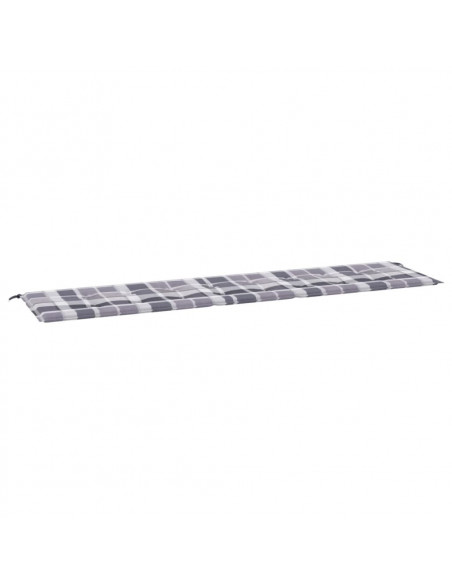 Cuscino per Panca a Quadri Grigi 200x50x4cm Tessuto Oxford