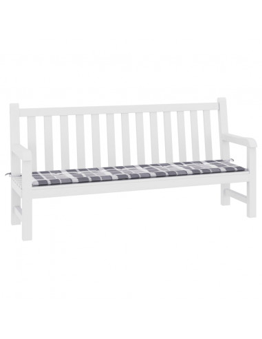 Cuscino per Panca a Quadri Grigi 200x50x4cm Tessuto Oxford