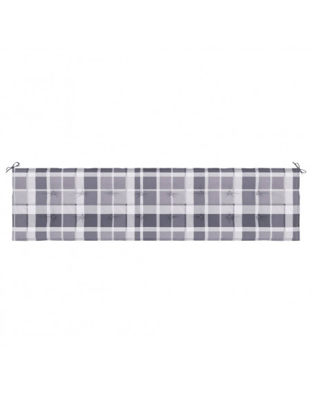 Cuscino per Panca a Quadri Grigi 200x50x3cm Tessuto Oxford