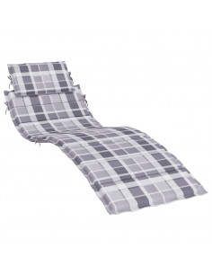 Cuscino per Lettino a Quadri Grigi 186x58x3 cm Tessuto Oxford 2