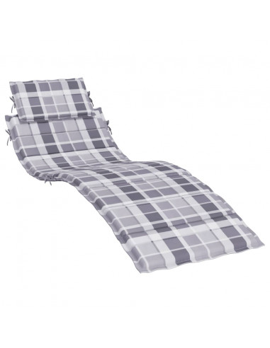 Cuscino per Lettino a Quadri Grigi 186x58x3 cm Tessuto Oxford