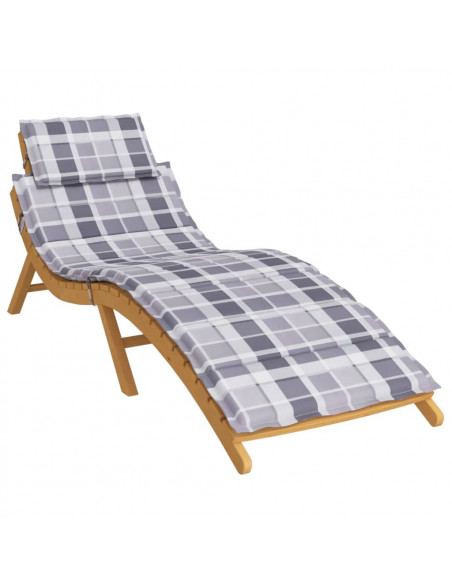 Cuscino per Lettino a Quadri Grigi 186x58x3 cm Tessuto Oxford