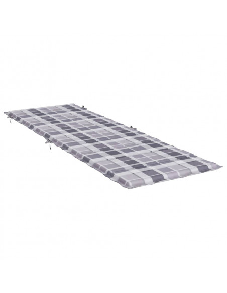 Cuscino per Lettino a Quadri Grigi 186x58x3 cm Tessuto Oxford
