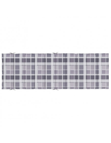 Cuscino per Lettino a Quadri Grigi 186x58x3 cm Tessuto Oxford
