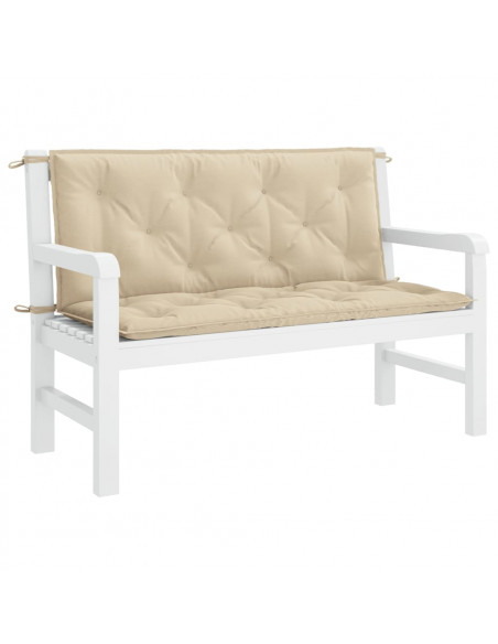 Cuscini Panca da Giardino 2pz Beige 120x50x7 cm Tessuto Oxford
