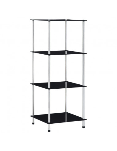 Scaffale a 4 Livelli Nero 40x40x100 cm in Vetro Temperato