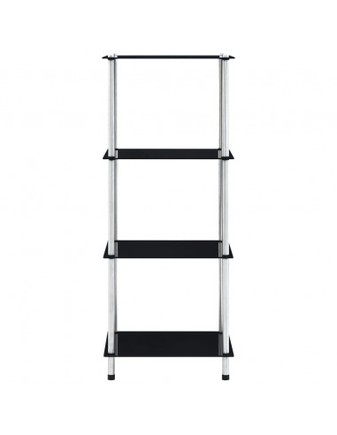Scaffale a 4 Livelli Nero 40x40x100 cm in Vetro Temperato