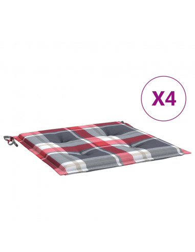Cuscini per Sedia 4 pz a Quadri Rossi 50x50x3 cm Tessuto Oxford
