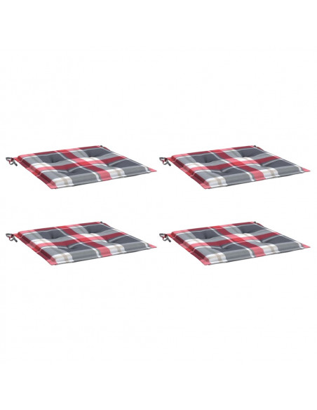 Cuscini per Sedia 4 pz a Quadri Rossi 50x50x3 cm Tessuto Oxford