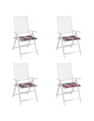 Cuscini per Sedia 4 pz a Quadri Rossi 50x50x3 cm Tessuto Oxford