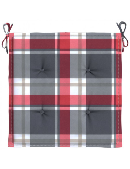 Cuscini per Sedia 4 pz a Quadri Rossi 50x50x3 cm Tessuto Oxford
