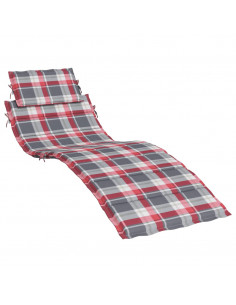 Cuscino per Lettino a Quadri Rossi 186x58x3cm in Tessuto Oxford 2