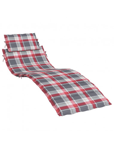 Cuscino per Lettino a Quadri Rossi 186x58x3cm in Tessuto Oxford