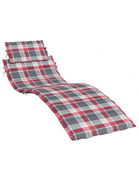 Cuscino per Lettino a Quadri Rossi 186x58x3cm in Tessuto Oxford