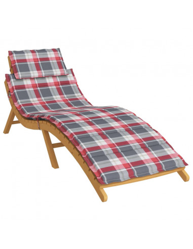 Cuscino per Lettino a Quadri Rossi 186x58x3cm in Tessuto Oxford