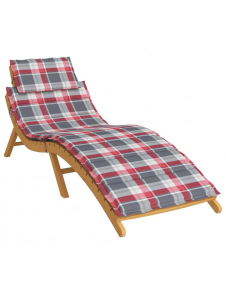 Cuscino per Lettino a Quadri Rossi 186x58x3cm in Tessuto Oxford