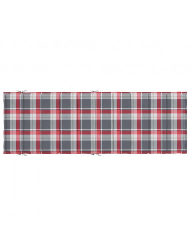 Cuscino per Lettino a Quadri Rossi 186x58x3cm in Tessuto Oxford