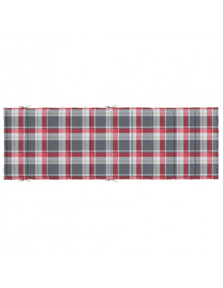Cuscino per Lettino a Quadri Rossi 186x58x3cm in Tessuto Oxford