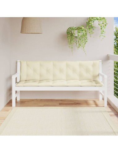 Cuscini Panca Giardino 2pz Bianco Crema 180x50x7 Tessuto Oxford