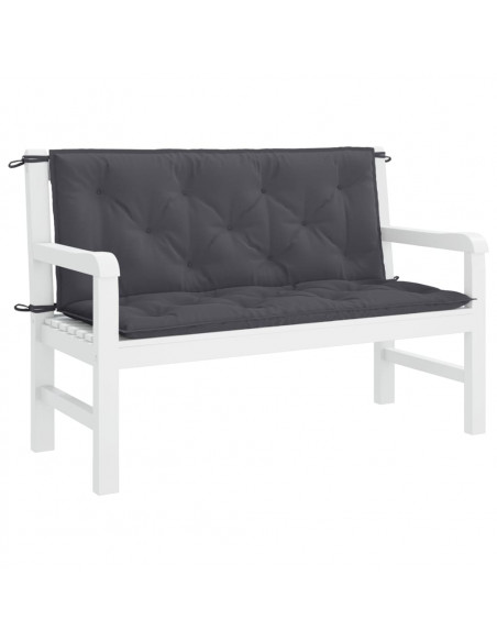 Cuscini Panca Giardino 2pz Antracite 120x50x7 cm Tessuto Oxford