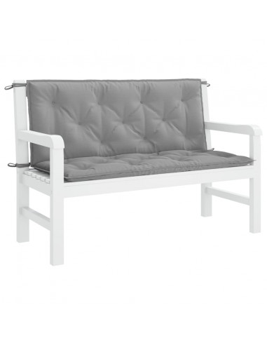 Cuscini Panca da Giardino 2pz Grigi 120x50x7 cm Tessuto Oxford