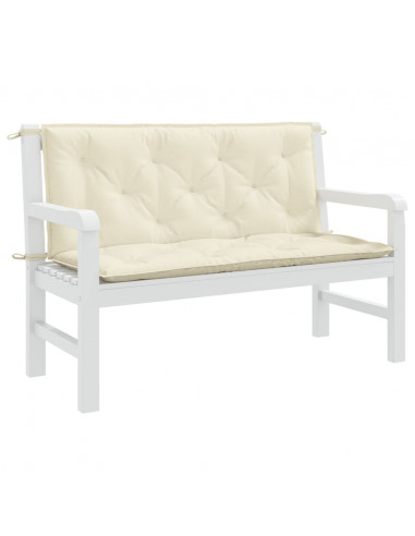Cuscini Panca Giardino 2pz Bianco Crema 120x50x7 Tessuto Oxford