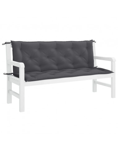 Cuscini Panca Giardino 2pz Antracite 150x50x7cm Tessuto Oxford