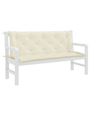Cuscini Panca Giardino 2pz Bianco Crema 150x50x7 Tessuto Oxford