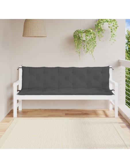 Cuscini Panca Giardino 2pz Antracite 180x50x7cm Tessuto Oxford