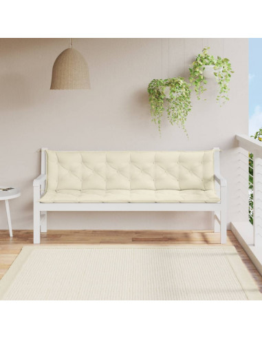 Cuscini Panca Giardino 2pz Bianco Crema 200x50x7 Tessuto Oxford
