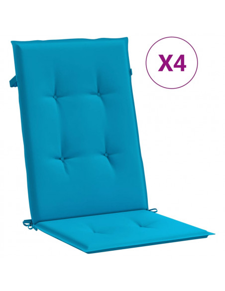 Cuscini per Sedie 4 pz Blu 120x50x3 cm in Tessuto
