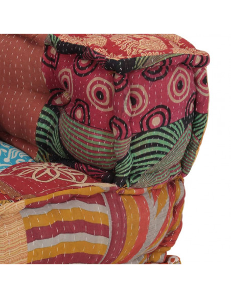 Pouf Modulare con Cuscino in Tessuto Patchwork