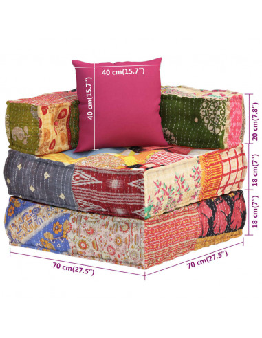 Pouf Modulare con Cuscino in Tessuto Patchwork
