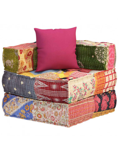 Pouf Modulare con Cuscino in Tessuto Patchwork