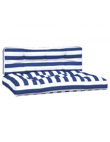 Cuscini per Pallet 2 pz Strisce Blu e Bianche in Tessuto