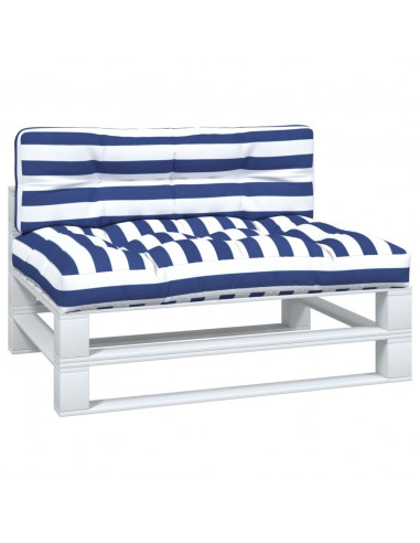 Cuscini per Pallet 2 pz Strisce Blu e Bianche in Tessuto