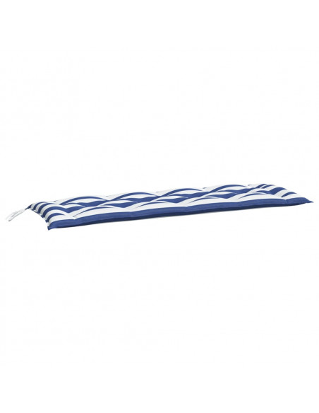 Cuscino per Panca Bianco e Blu 150x50x7 cm in Tessuto Oxford