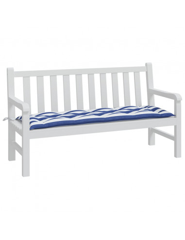 Cuscino per Panca Bianco e Blu 150x50x7 cm in Tessuto Oxford