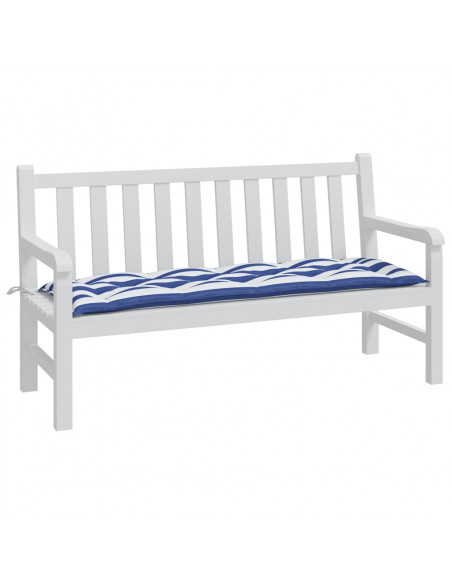Cuscino per Panca Bianco e Blu 150x50x7 cm in Tessuto Oxford