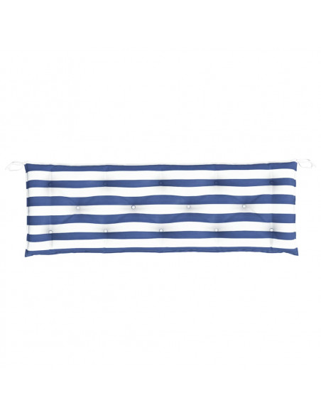 Cuscino per Panca Bianco e Blu 150x50x7 cm in Tessuto Oxford