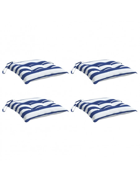 Cuscini per Sedia 4pz Bianco e Blu 50x50x7 cm Tessuto Oxford