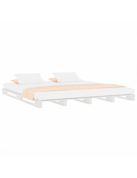 Letto a Pallet Bianco 200x200 cm in Legno Massello di Pino