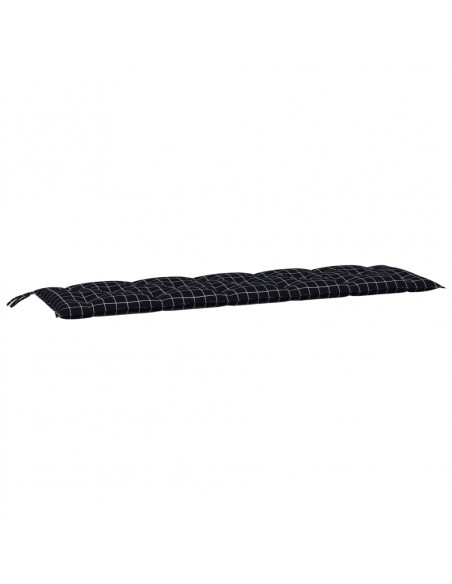 Cuscino per Panca a Quadri Neri 180x50x7 cm in Tessuto Oxford