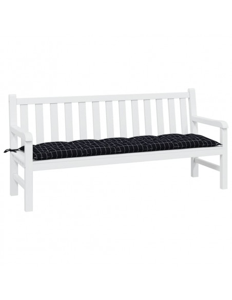 Cuscino per Panca a Quadri Neri 180x50x7 cm in Tessuto Oxford
