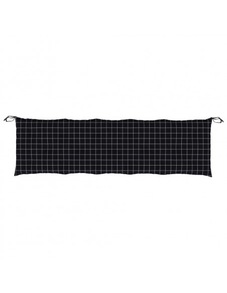 Cuscino per Panca a Quadri Neri 180x50x7 cm in Tessuto Oxford