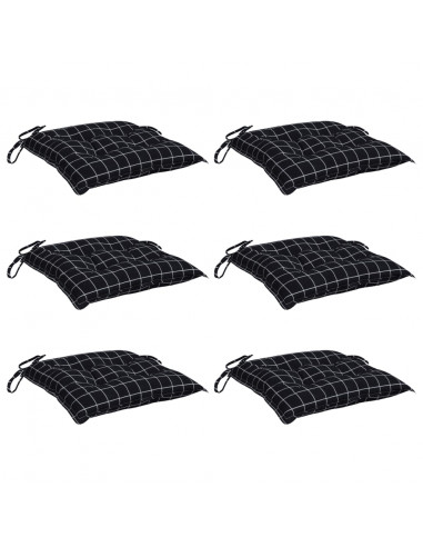 Cuscini per Sedia 6 pz a Quadri Neri 50x50x7 cm Tessuto Oxford