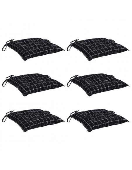 Cuscini per Sedia 6 pz a Quadri Neri 50x50x7 cm Tessuto Oxford