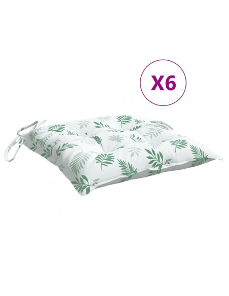 Cuscini per Sedia 6 pz a Foglie 50x50x7 cm Tessuto Oxford