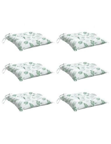 Cuscini per Sedia 6 pz a Foglie 50x50x7 cm Tessuto Oxford