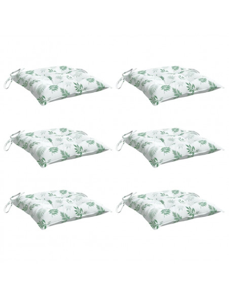 Cuscini per Sedia 6 pz a Foglie 50x50x7 cm Tessuto Oxford